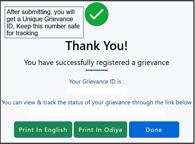 Unique Grievance Number